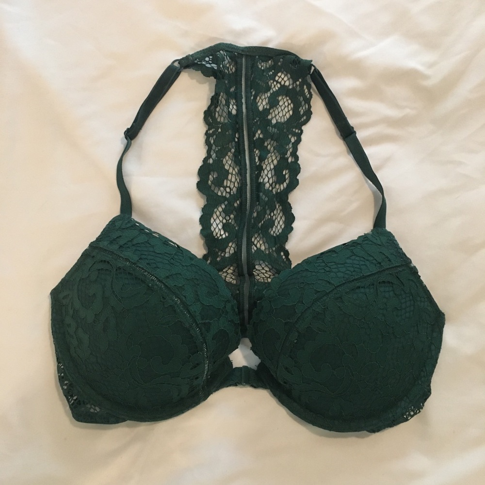 Victoria’s Secret green lace push-up bra